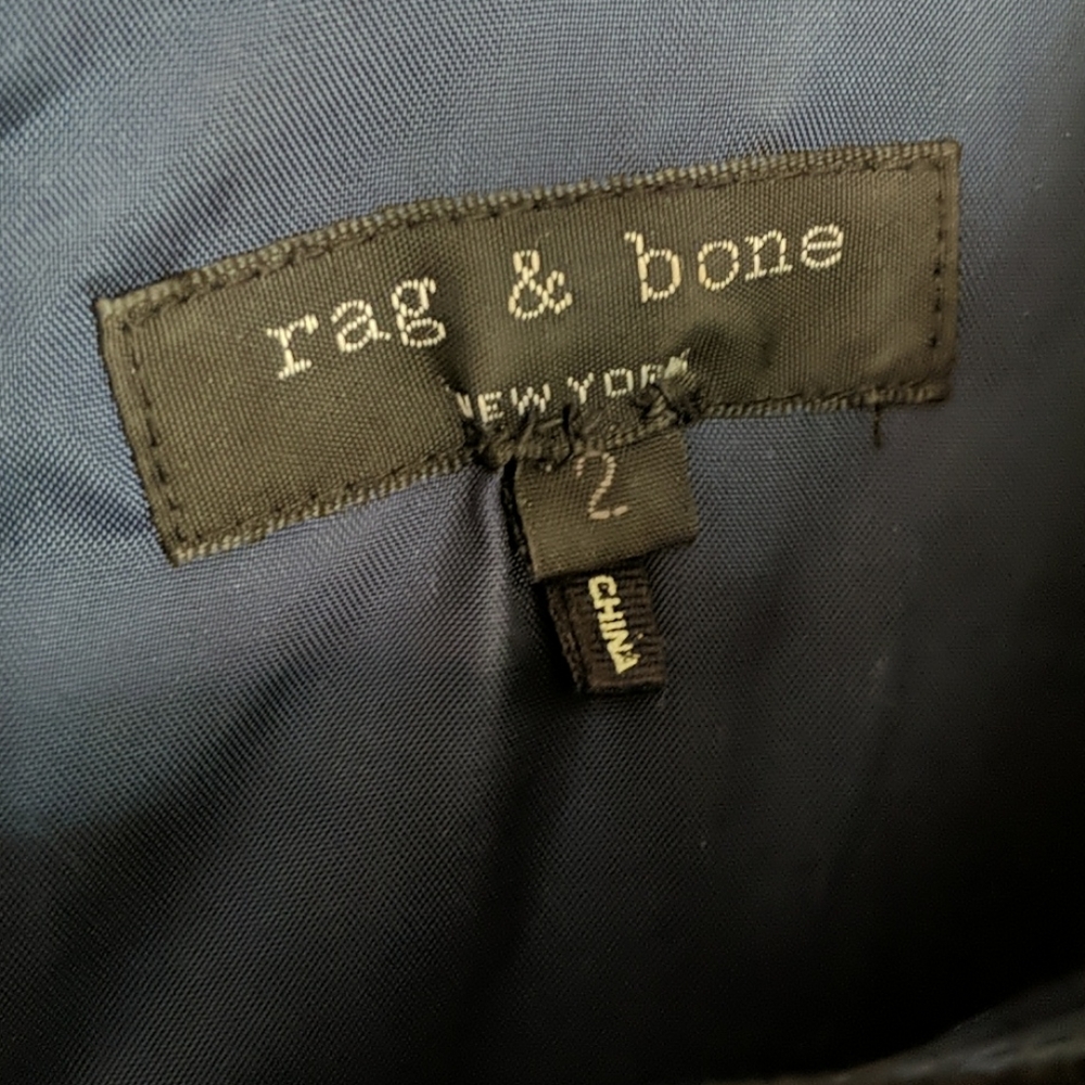 Rag & Bone "Gray" Ribbed-Skirt Party Dress dark navy size 2 - Picture 6 of 11